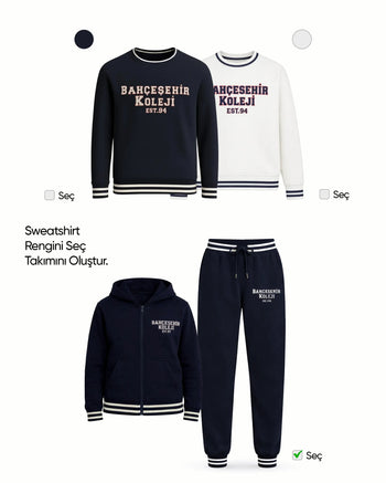 Bahçeşehir Koleji 3'lü 2 İplik Kolej Seti: Kolej Ceketi + Sweatshirt + Eşofman Altı