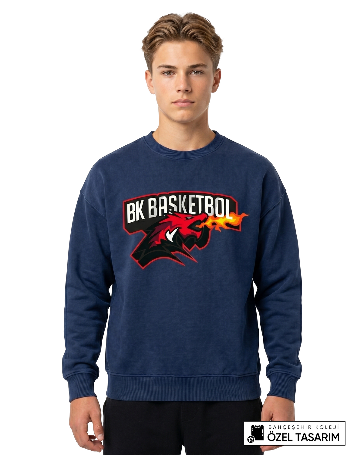 BK Basketball Ejderha Baskılı Sweatshirt