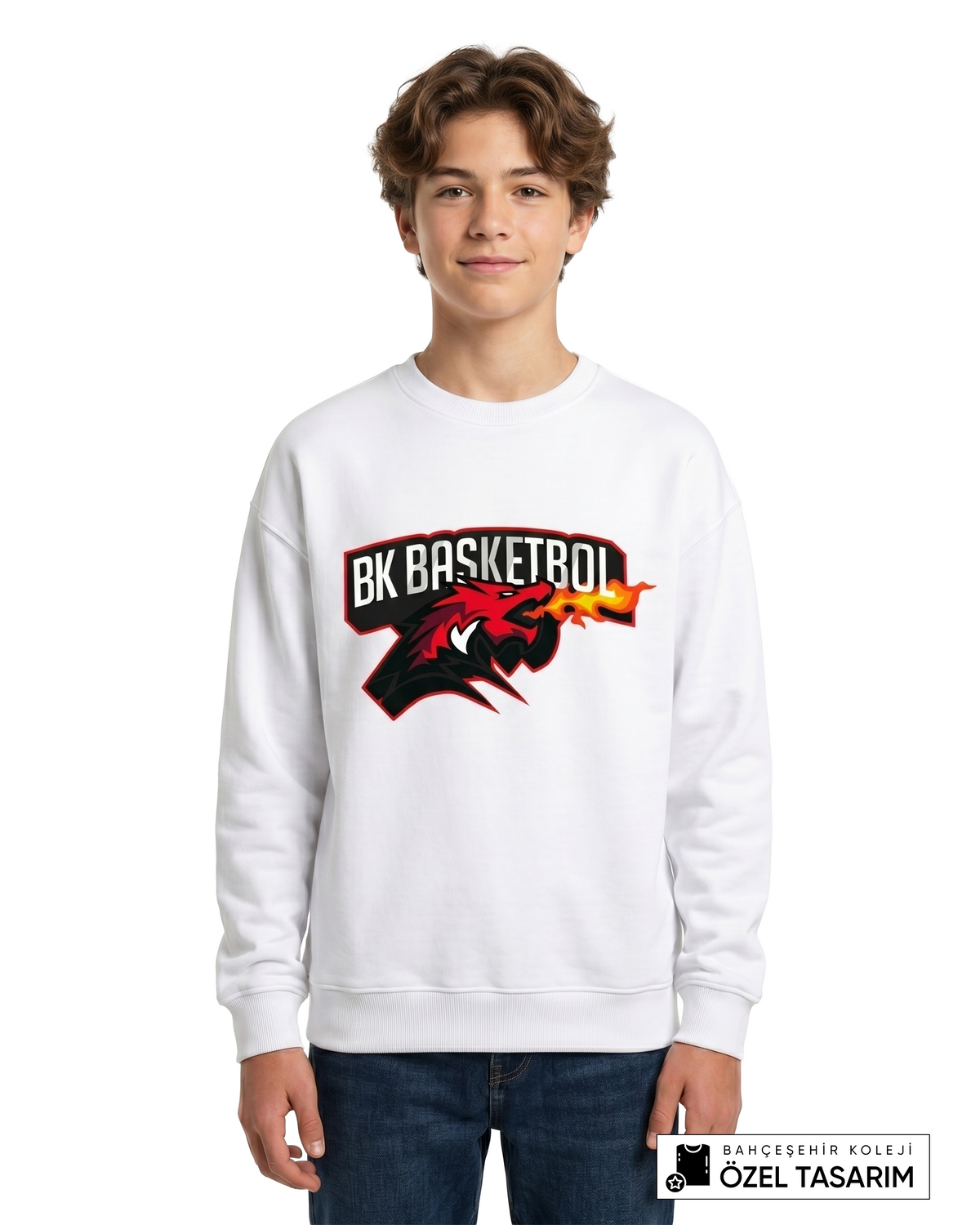 BK Basketball Ejderha Baskılı Sweatshirt