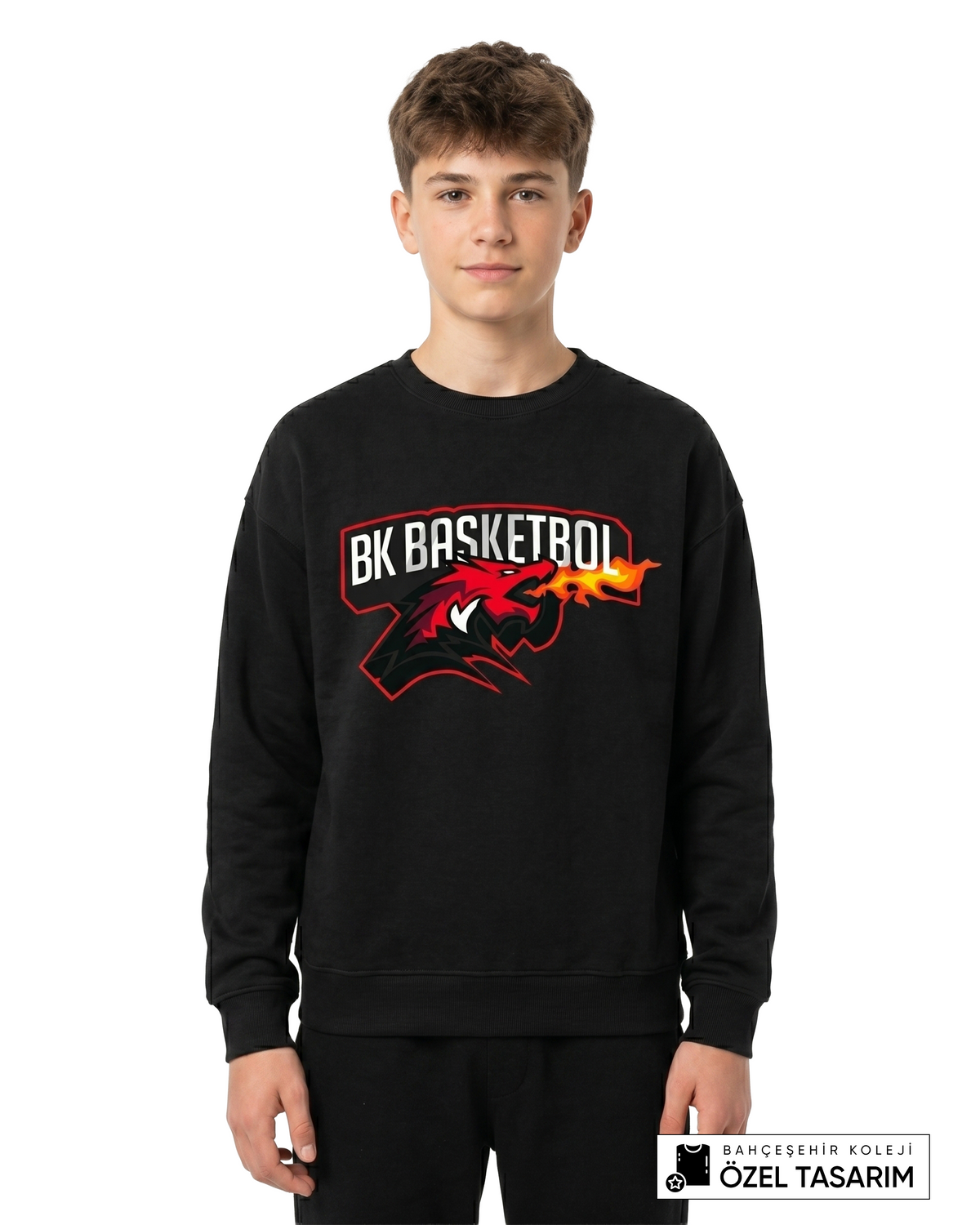 BK Basketball Ejderha Baskılı Sweatshirt
