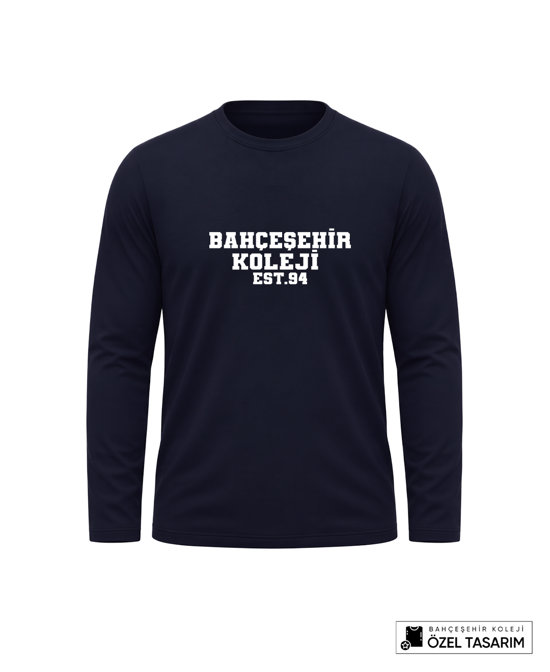 Bahçeşehir Koleji Beyaz Yazı Baskılı Lacoste Kumaş Sweatshirt (Mevsimlik)