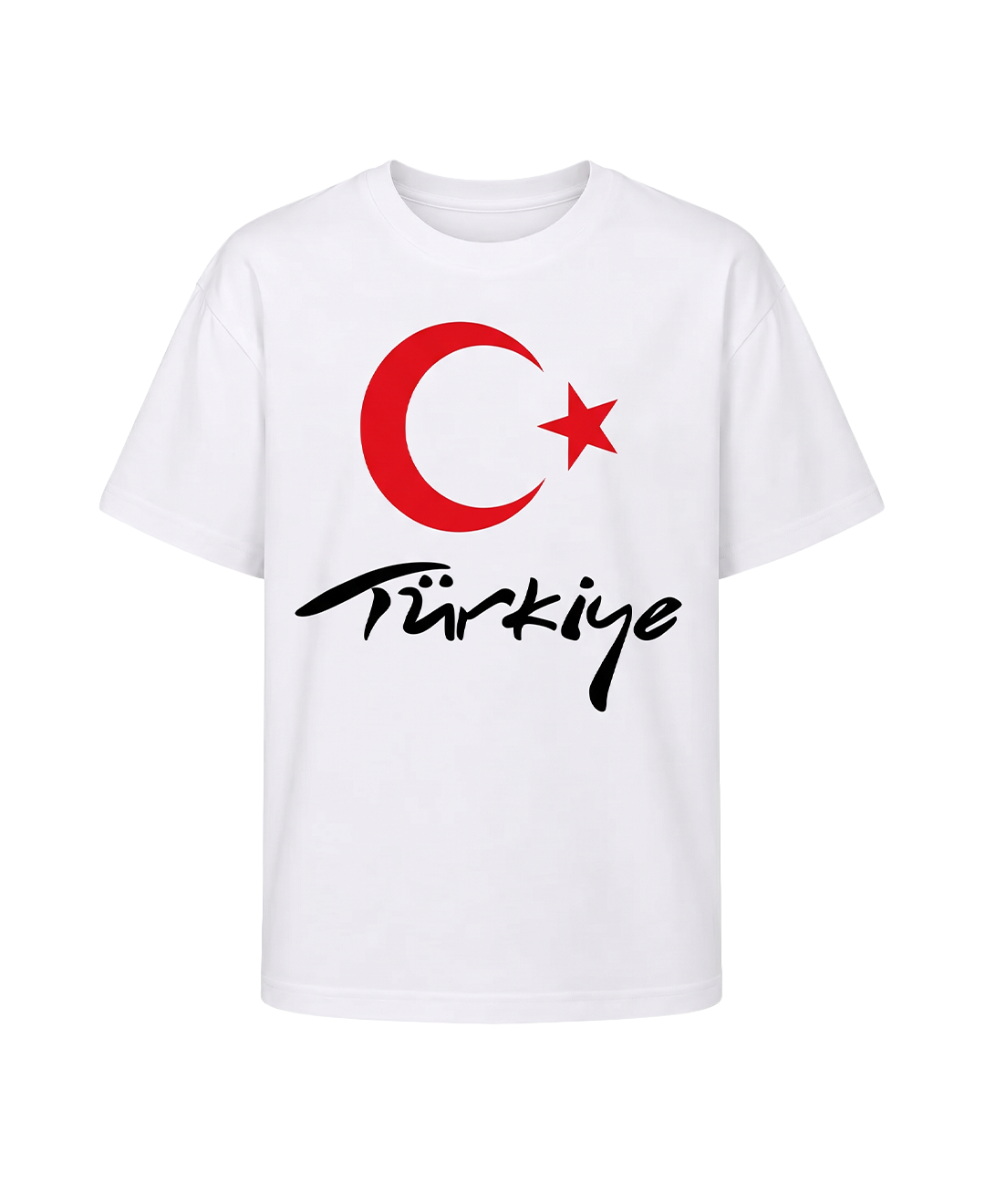 Türkiye Yazılı Ay Yıldız Baskılı Beyaz Tişört