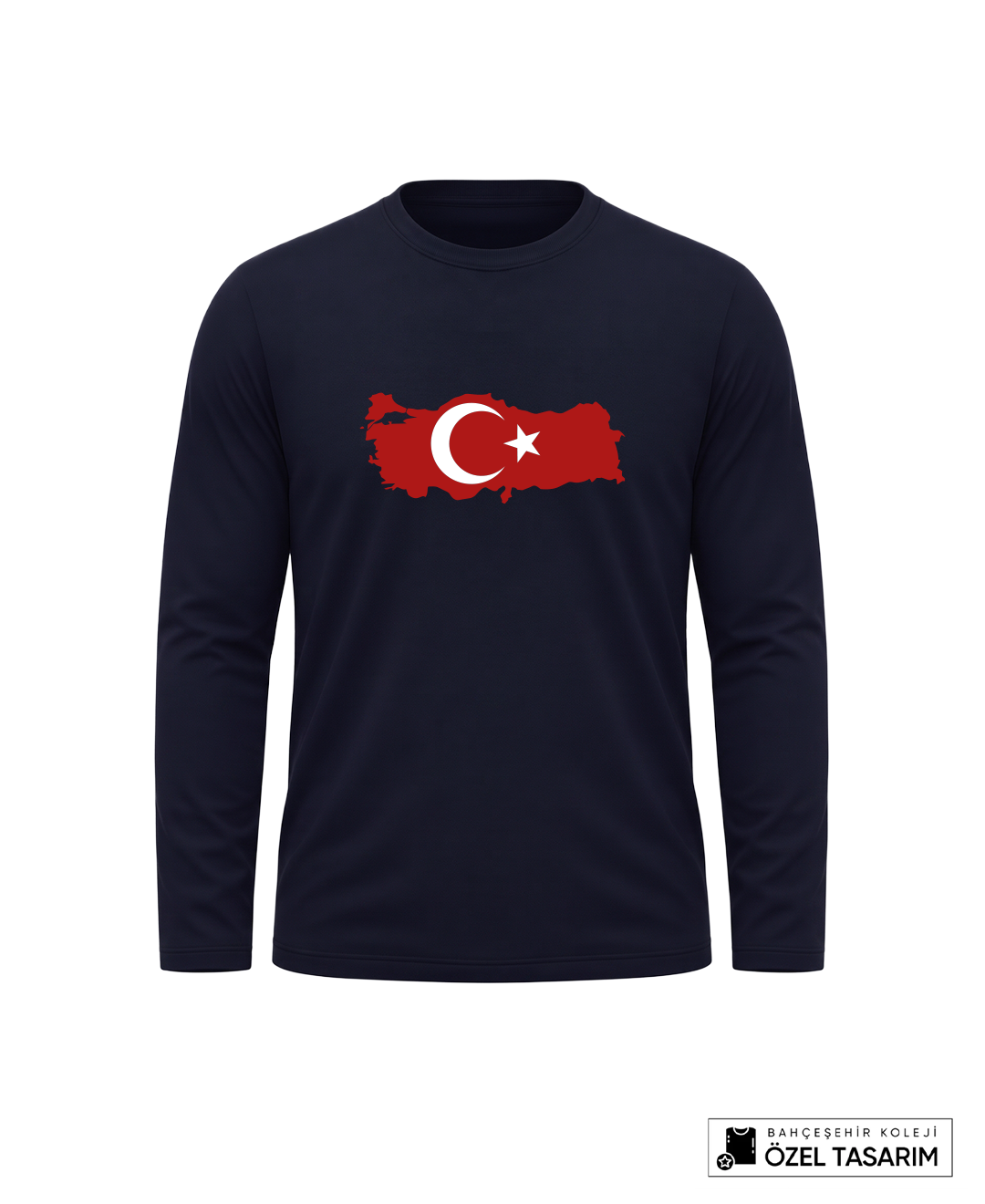 Türk Bayrağı Baskılı Lacoste Kumaş Sweatshirt (Mevsimlik)
