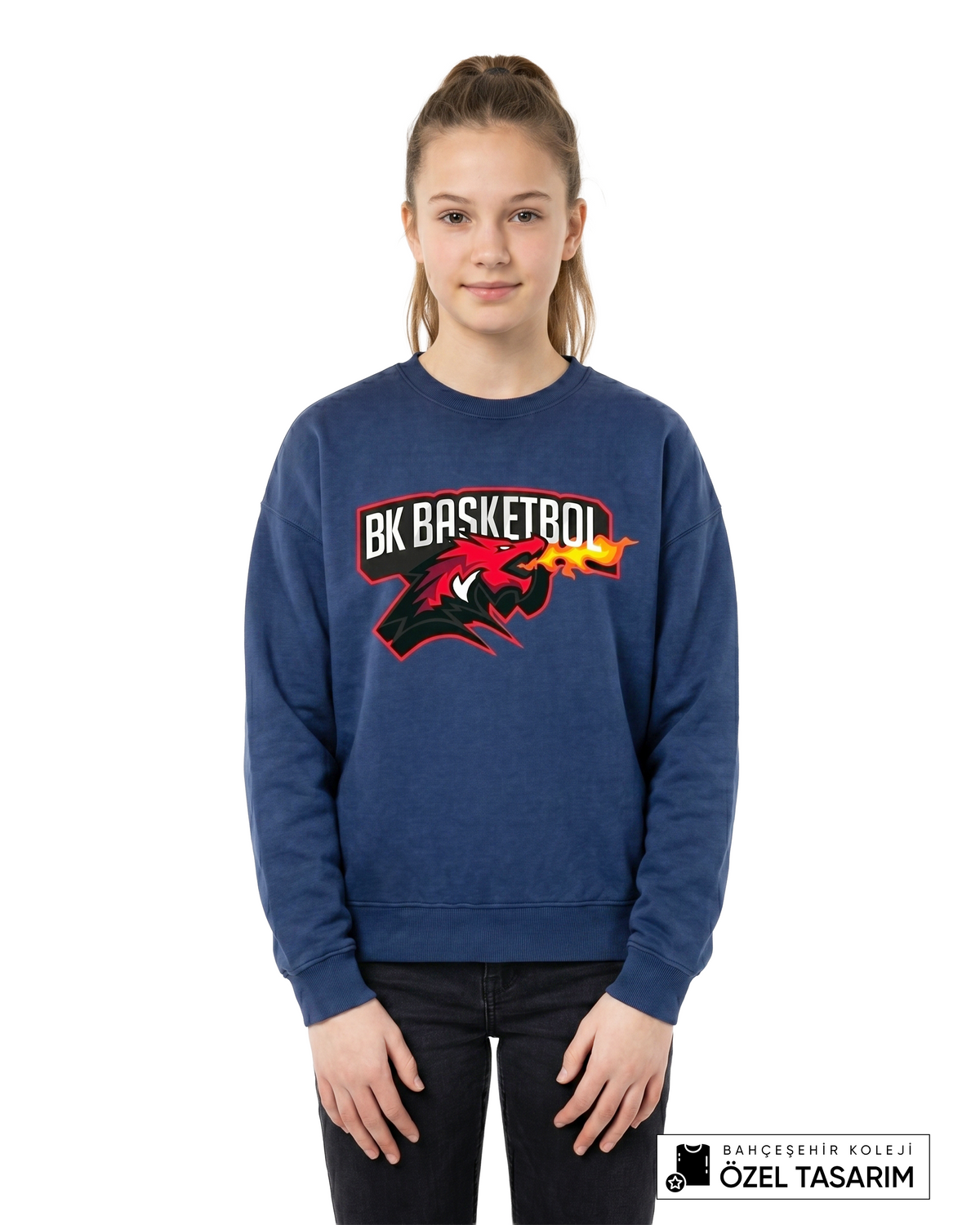BK Basketball Ejderha Baskılı Sweatshirt