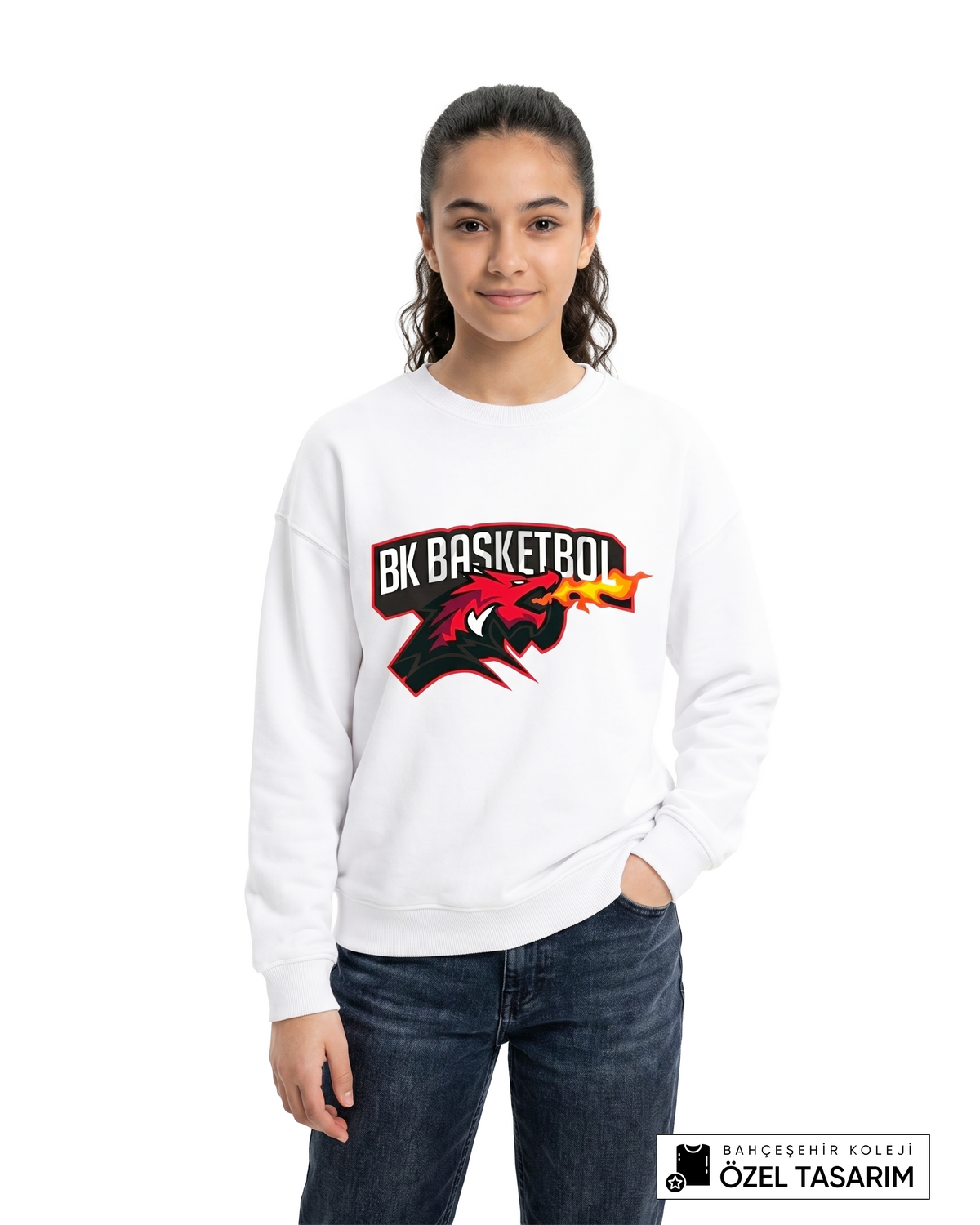 BK Basketball Ejderha Baskılı Sweatshirt