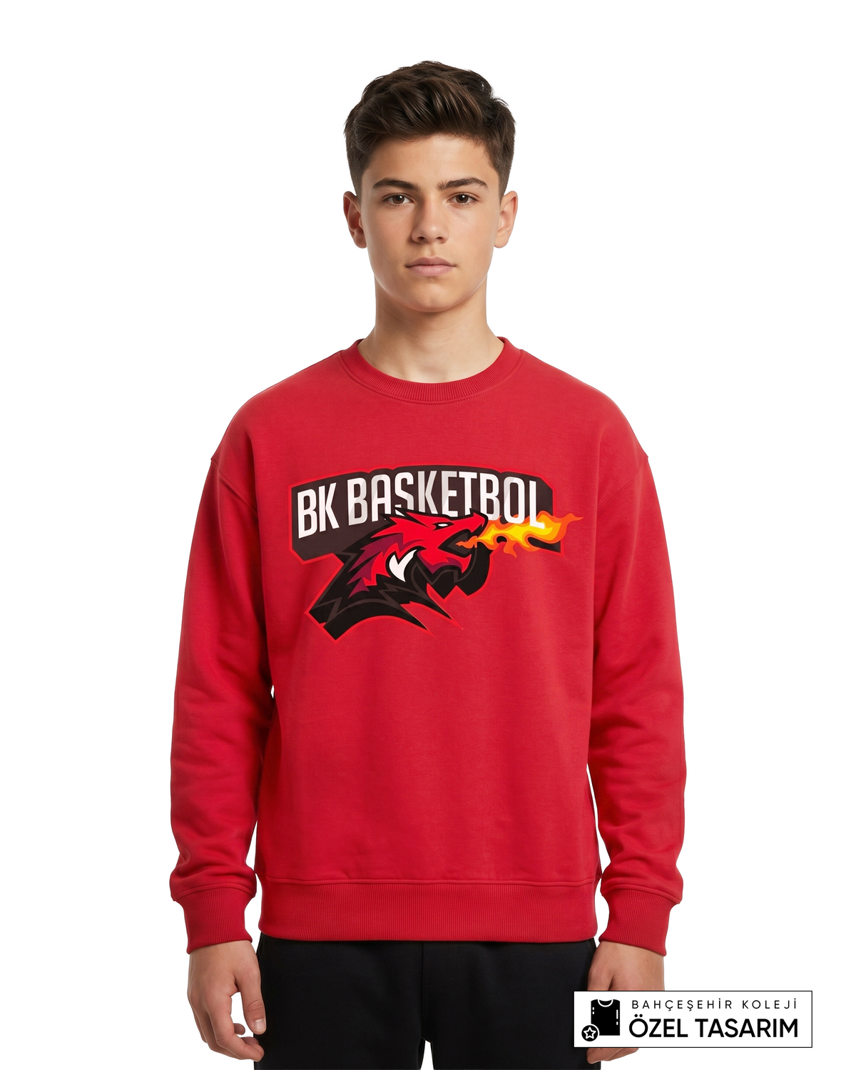 BK Basketball Ejderha Baskılı Sweatshirt