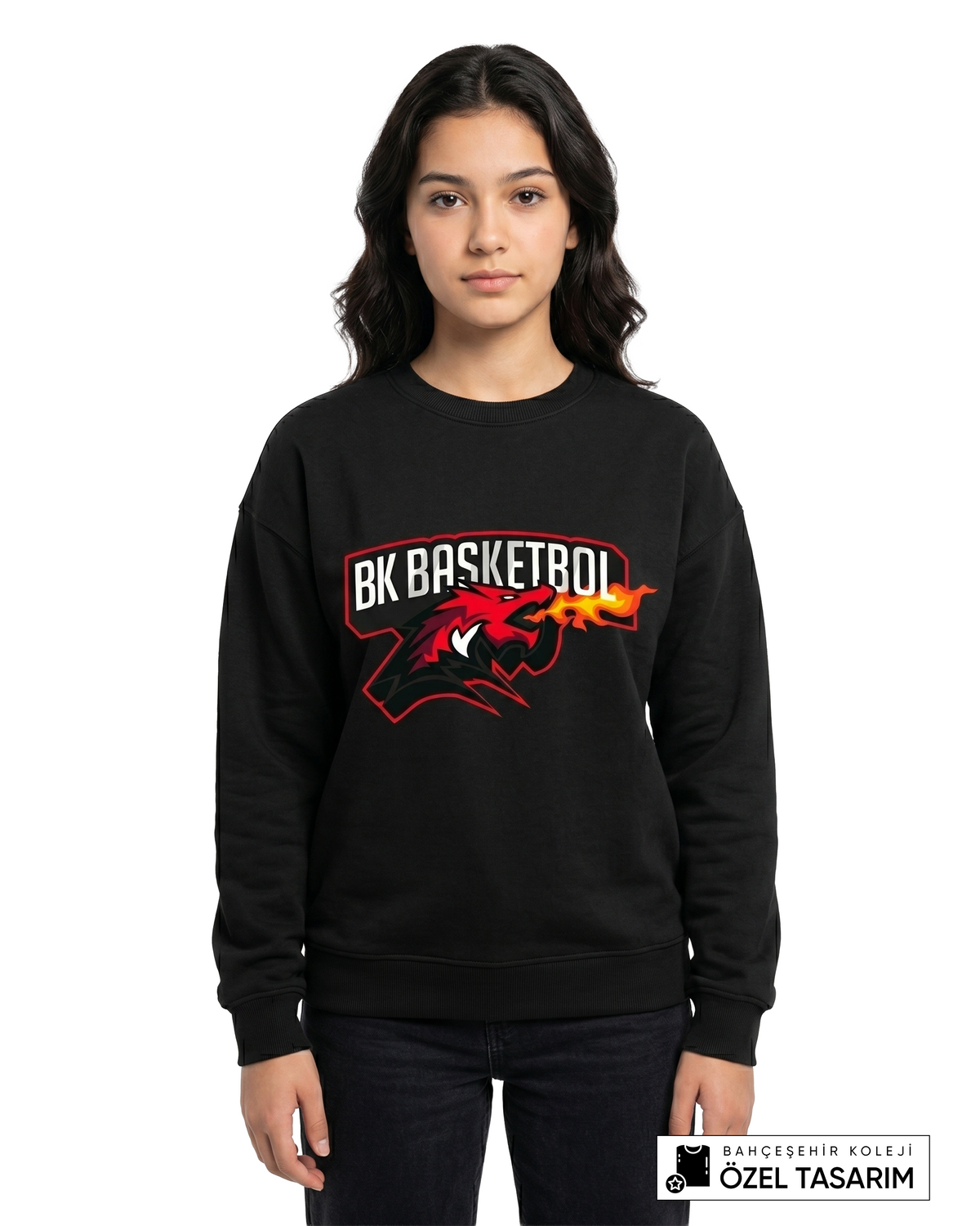 BK Basketball Ejderha Baskılı Sweatshirt