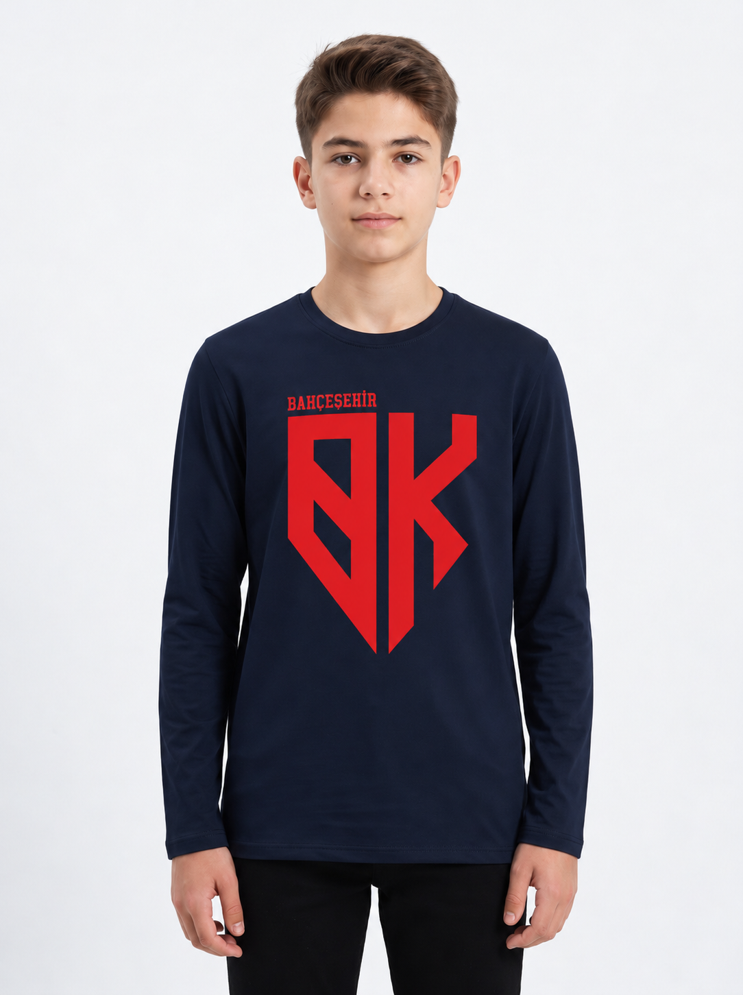 Bahçeşehir BK Kırmızı Logo Baskılı Lacoste Kumaş Sweatshirt (Mevsimlik)
