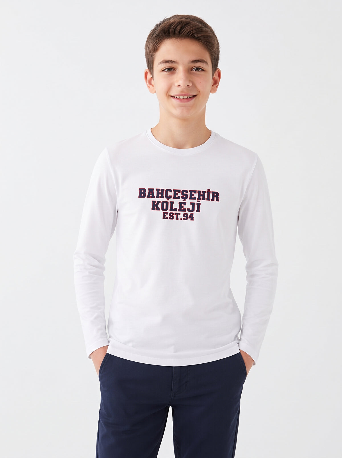 Bahçeşehir Koleji Yazı Baskılı Lacoste Kumaş Sweatshirt (Mevsimlik)
