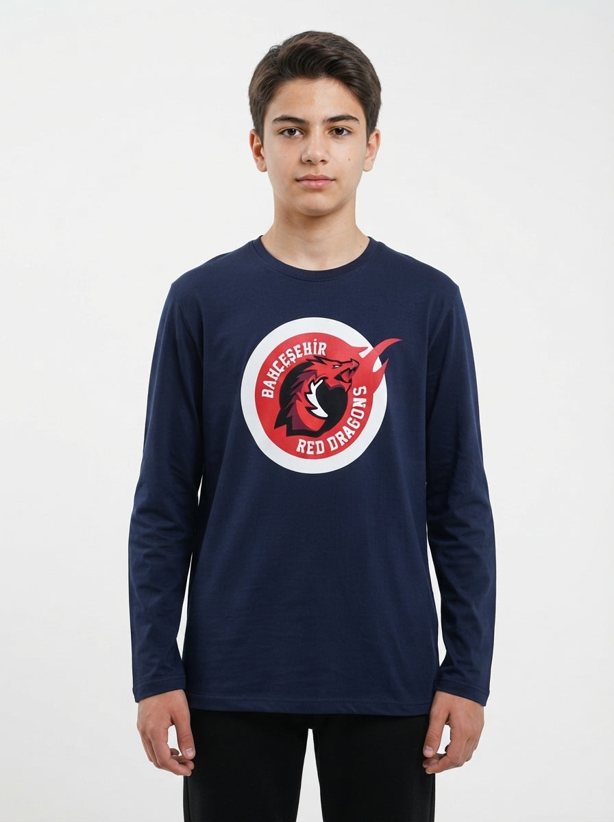 Bahçeşehir Red Dragons Baskılı Lacoste Kumaş Sweatshirt (Mevsimlik)
