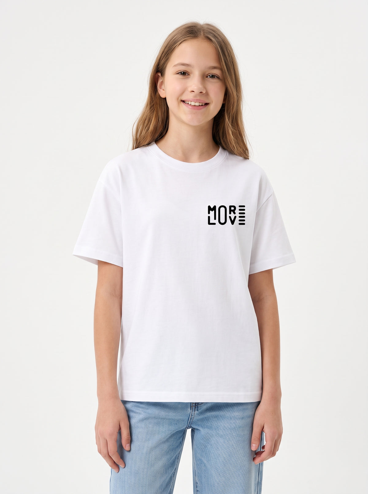 More Love Minimal Baskılı Beyaz Tişört