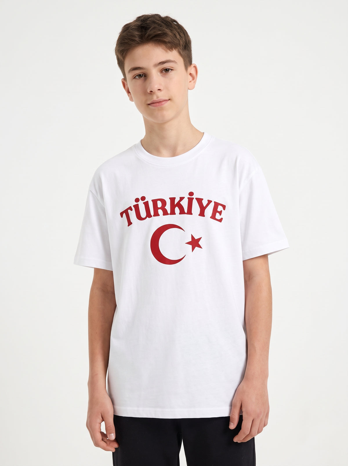 Türkiye Ay Yıldız Baskılı Beyaz Tişört