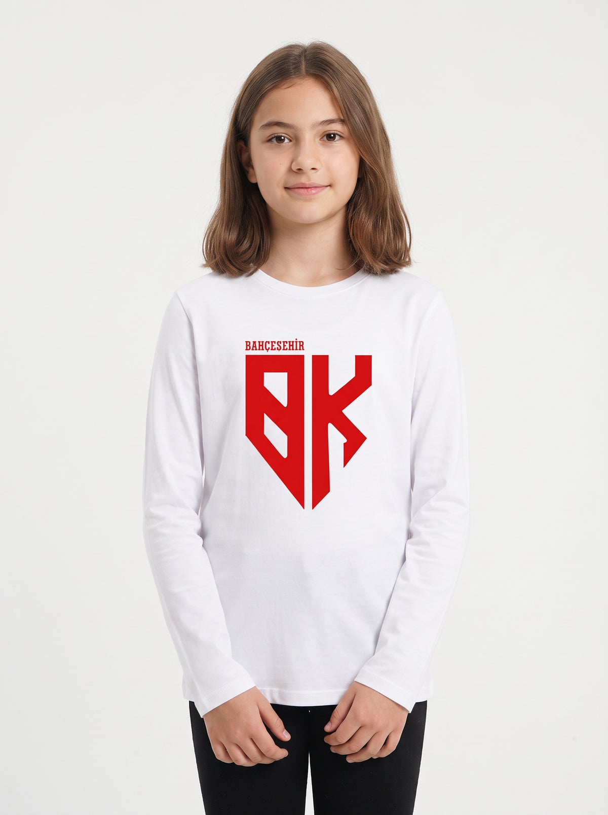 Bahçeşehir BK Kırmızı Logo Baskılı Lacoste Kumaş Sweatshirt (Mevsimlik)