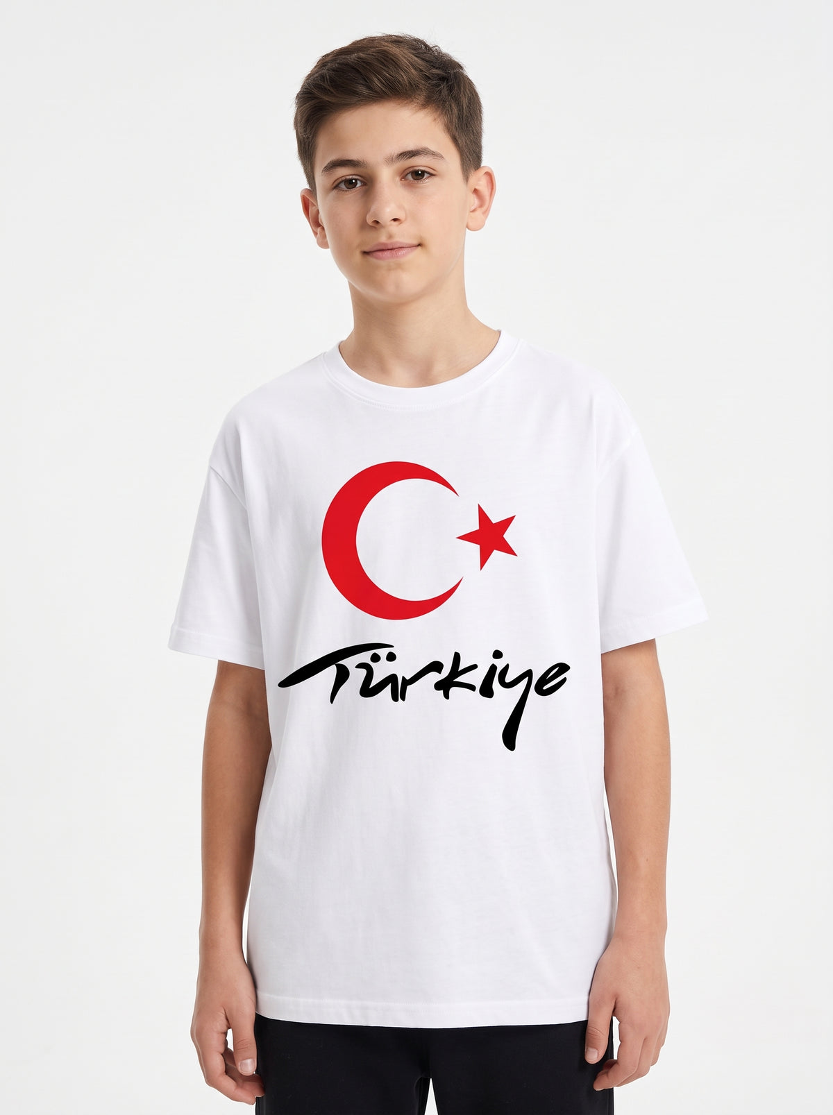 Türkiye Yazılı Ay Yıldız Baskılı Beyaz Tişört