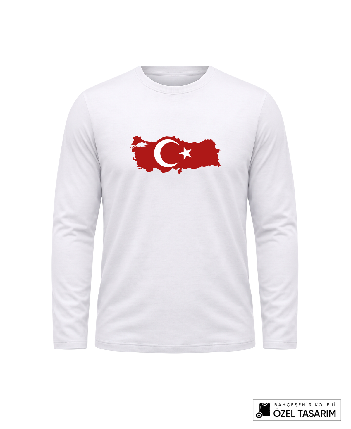 Türk Bayrağı Baskılı Lacoste Kumaş Sweatshirt (Mevsimlik)